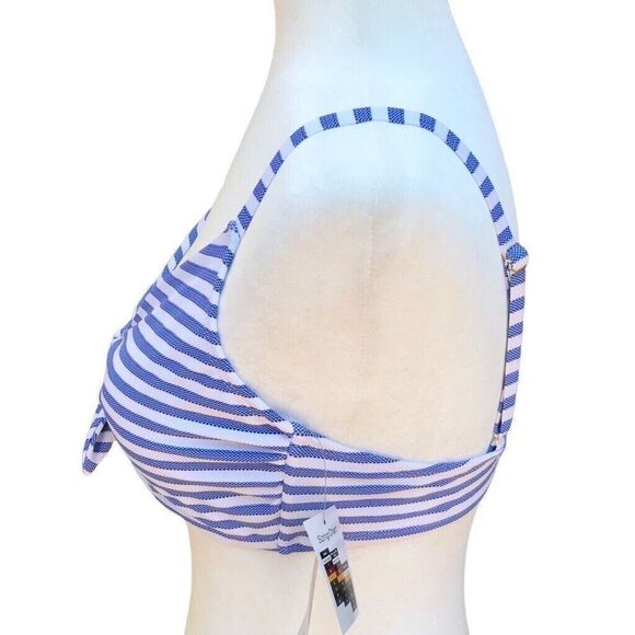 Time & Tru Swimsuit Women's Blue & White Stripe Bikini Top Multiple Sizes - Picture 2 of 6